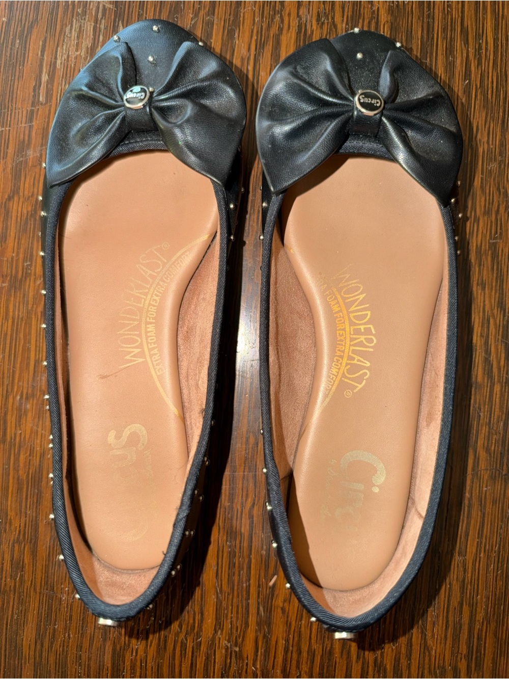 Circus by Sam Edelman Black Bow Studded Ballet Flats